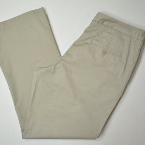 LANDS END Size 14 Women KHAKI Tan CHINO Trouser PLEATED Casual TWILL Dress PANTS